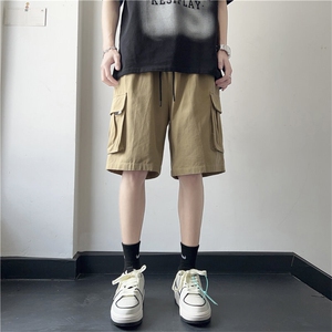 D96-P35新款夏五分裤男工装短裤休闲日系抽绳卫裤直筒运动裤子图片