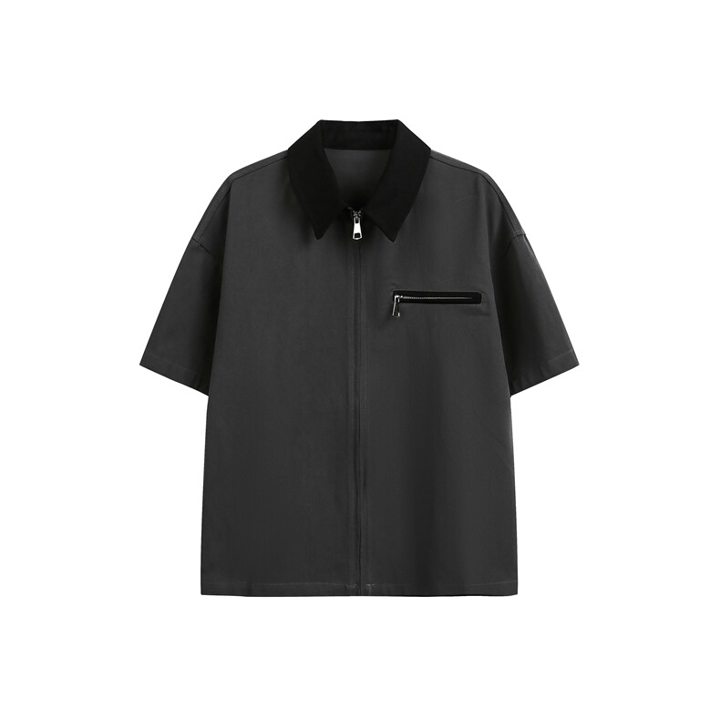 夏季新款拼接拉链短袖衬衫CS413-P55控78,男装衬衫,电商A072