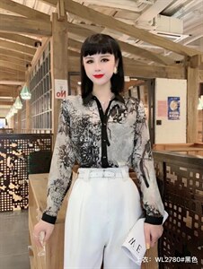 2022春款新款女装修身显瘦气质长袖衬衫图片