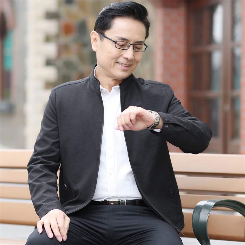 6010/爸爸立领外套中年男装夹克薄款立领老年人茄克父亲外套,男装夹克,星座1216（原钱塘722）