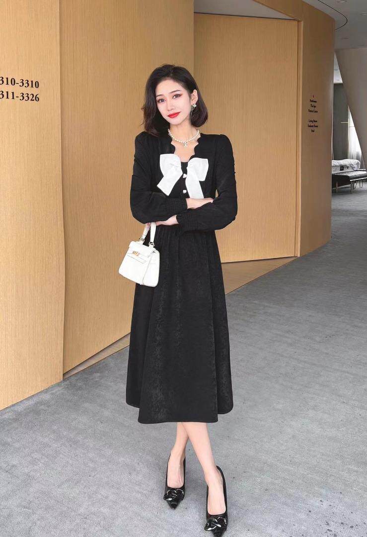 [现货]收腰显瘦连衣裙，两色、三个尺码，女装连衣裙，依柏璐(1F)