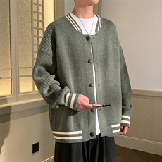 311B-1-CM-3969-P55控89港风棒球领开衫提花大码针织毛衣，男装针织衫/毛衣，星座311B-1