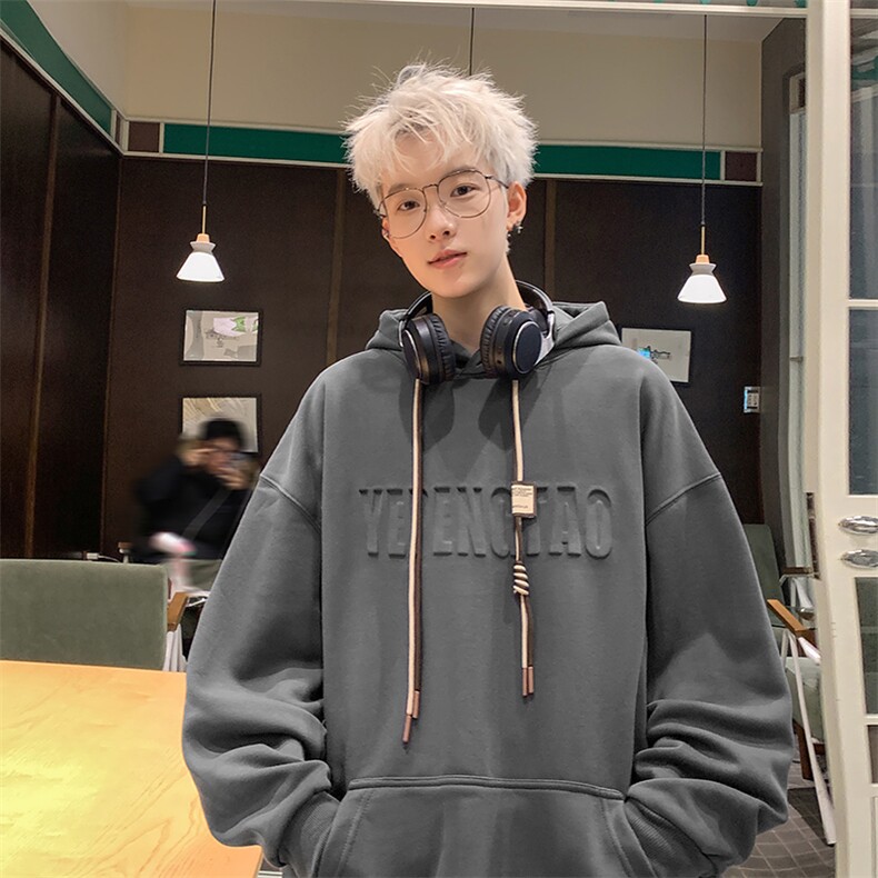 抖音品质现货2025春装新款美式钢印连帽卫衣A158-WY66-P55,男装卫衣,电商A158