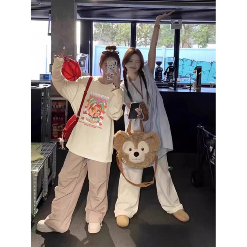 Q312-P45小丑女印花圆领卫衣百搭上衣学院风学生宽松内搭外套,女装短外套,星座617A-2