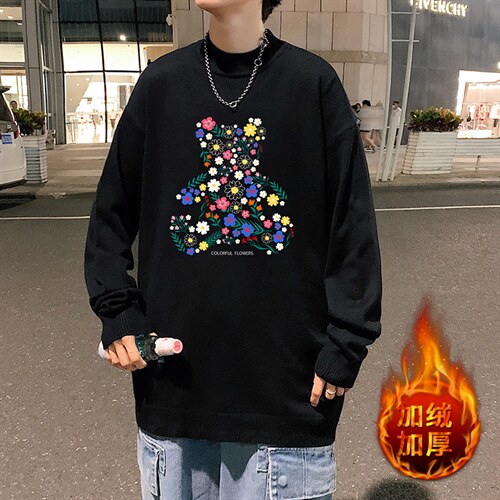 M18206-P45 加绒款-P65半高领毛衣男士大码针织衫男毛线衣男图片