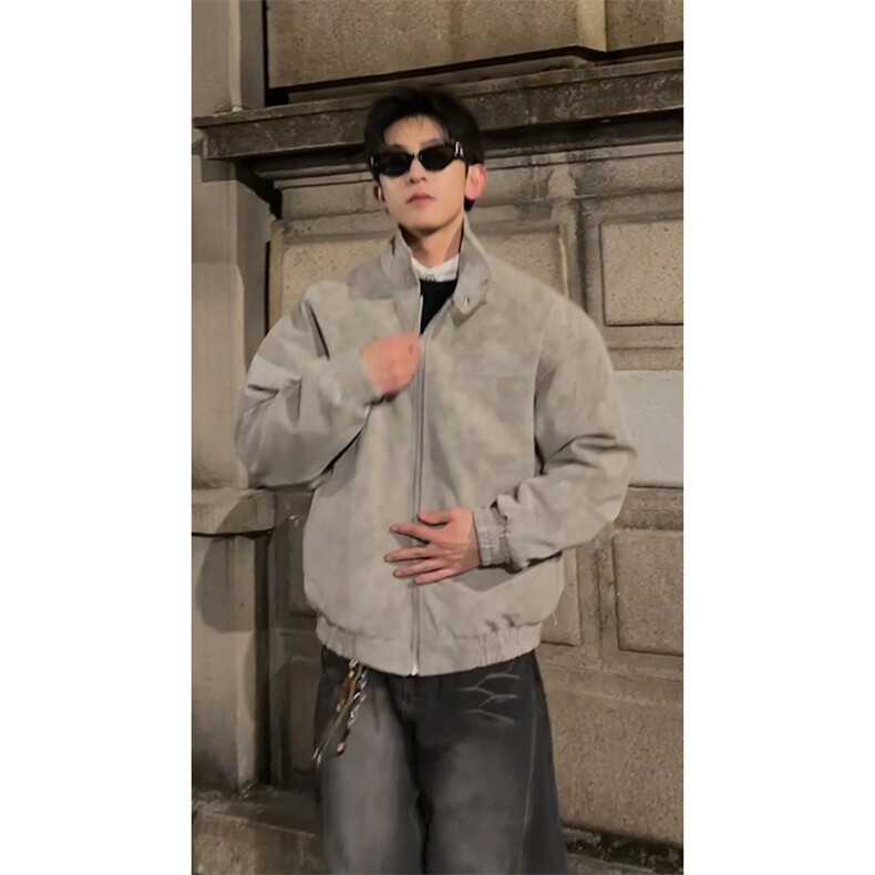 加绒扎染皮衣棉衣保暖美式复古高街夹克外套男5D3074-TP65不,男装夹克,电商A102