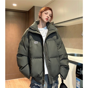 冬装新 港风PU软皮棉服刺绣logo棉衣休闲加厚外套男女 G1103 P128图片