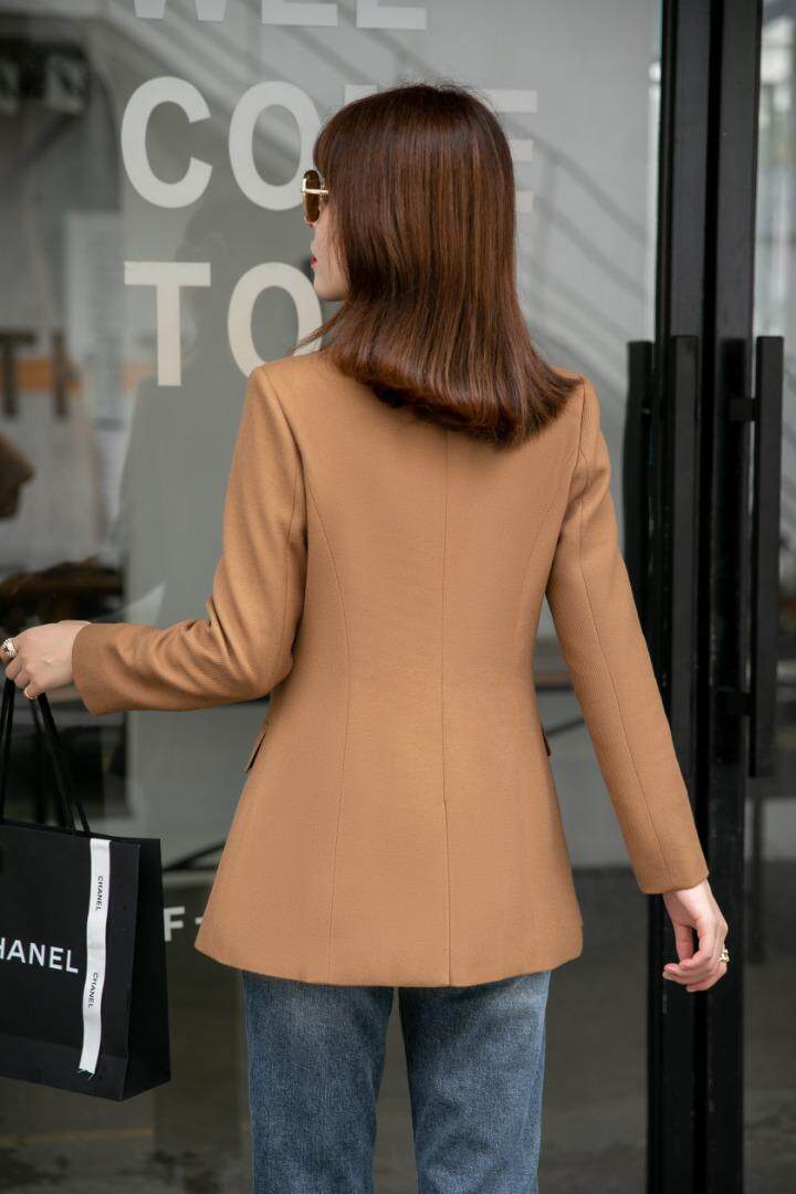 【现货】气质职场淑女咖色金纺外套，其它，水锦红