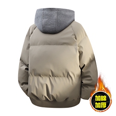 现货高品质重磅工艺美式高街假两件PU皮棉衣男女加厚棉服外套，男装棉衣，电商A443