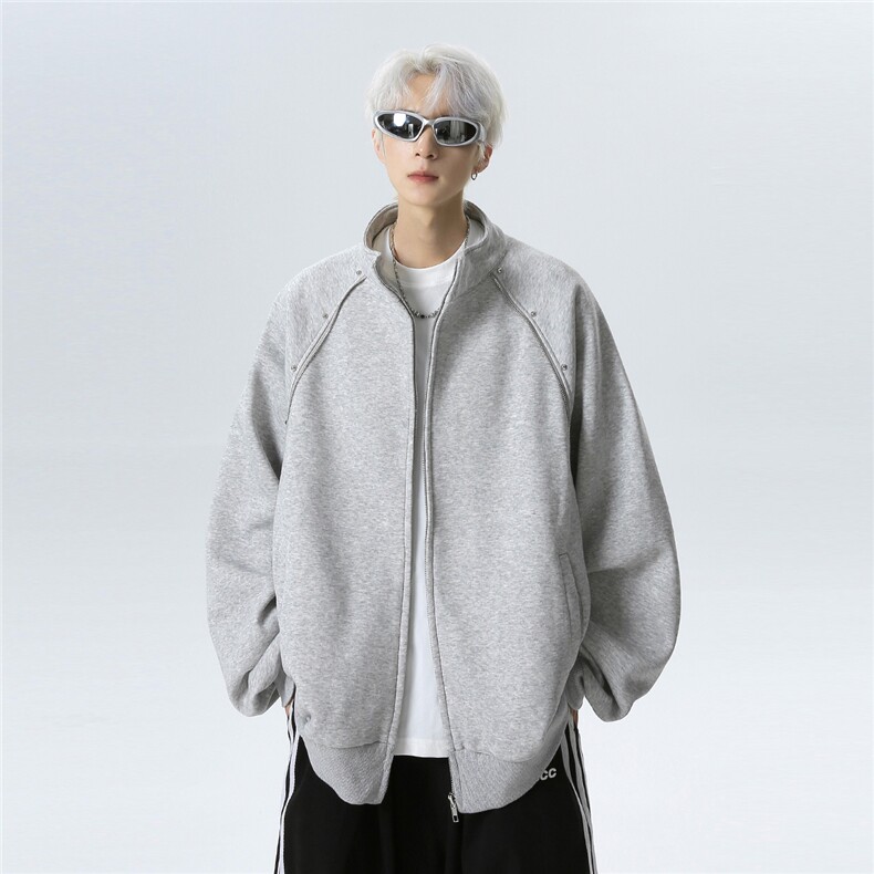 2025美式纯色手工钉珠立领夹克男秋季情侣工装外套JK702-P68,男装夹克,电商C307