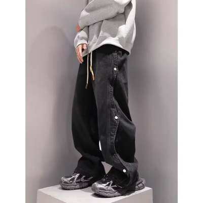 1506-1/K10431/P47日常休闲百搭条纹直筒显瘦男长裤牛仔裤黑，男装牛仔裤，星座1506-1