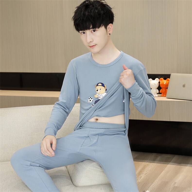 全棉男士秋衣秋裤薄款保暖内衣纯棉毛衫套装310B-3-2301-P42,男装休闲套装,星座310B-3