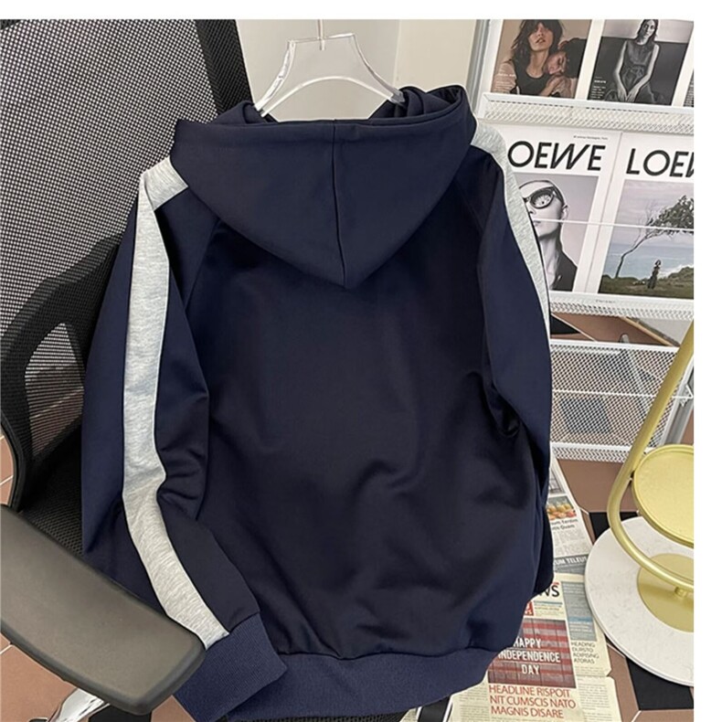 春秋新款连帽套头卫衣男士潮牌百搭宽松加大码拼色休闲长袖上衣潮,男装卫衣,星座506A