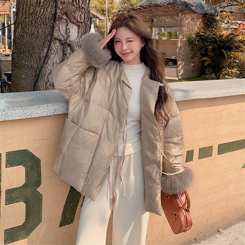 狐狸毛复古提花羽绒服女2024新款冬季白鸭绒高级感新中式外套，女装羽绒服，浙宝281