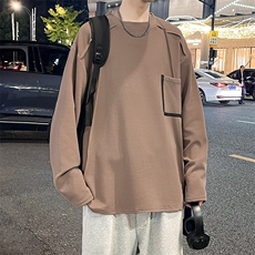 德绒卫衣立体切割高级感长袖T恤男上衣打底衫WY0327-P38，男装T恤，星座308B-2