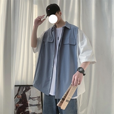 衬衫男生短袖夏季韩版潮流衣服设计感高级感帅气衬衣炸街~C1002，男装衬衫，星座601-2