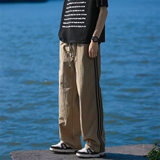三条杠速干休闲裤男夏季薄款宽松百搭直筒运动长裤kB566，男装休闲裤，星座1116A-1（原606A）