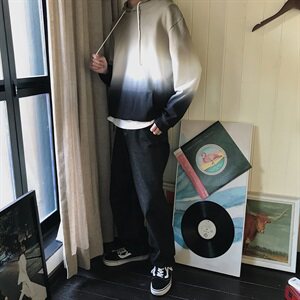 港风情侣渐变扎染 全棉高品质套头卫衣703-W178超美的颜色图片