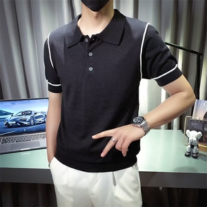 冰丝针织短袖男夏季翻领T恤新款男士夏装上衣POLO衫  M870图片