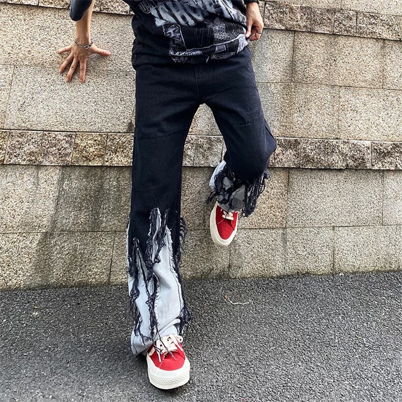 牛仔裤男夏季潮大码休闲裤子高街设计感A16P55,男装牛仔裤,星座1116-2