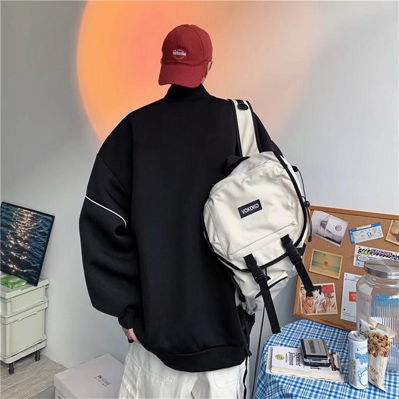 白色棒球服男ins秋季潮流宽松立领上衣港风潮牌百搭运动夹克外套,男装夹克,星座1210-1