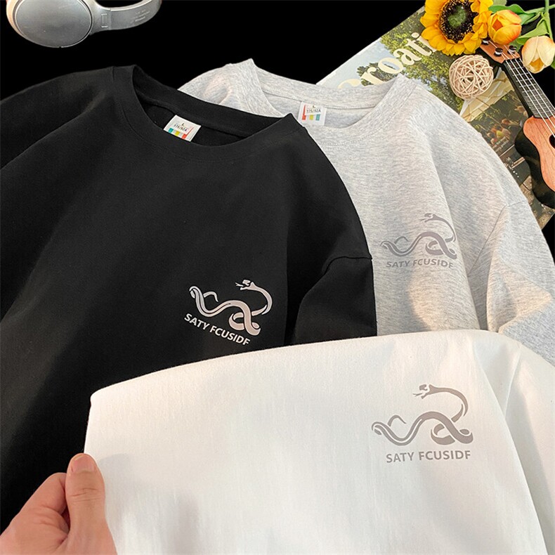 蛇年限定短袖男款反光印美式t恤健身上衣 9027-P20图片