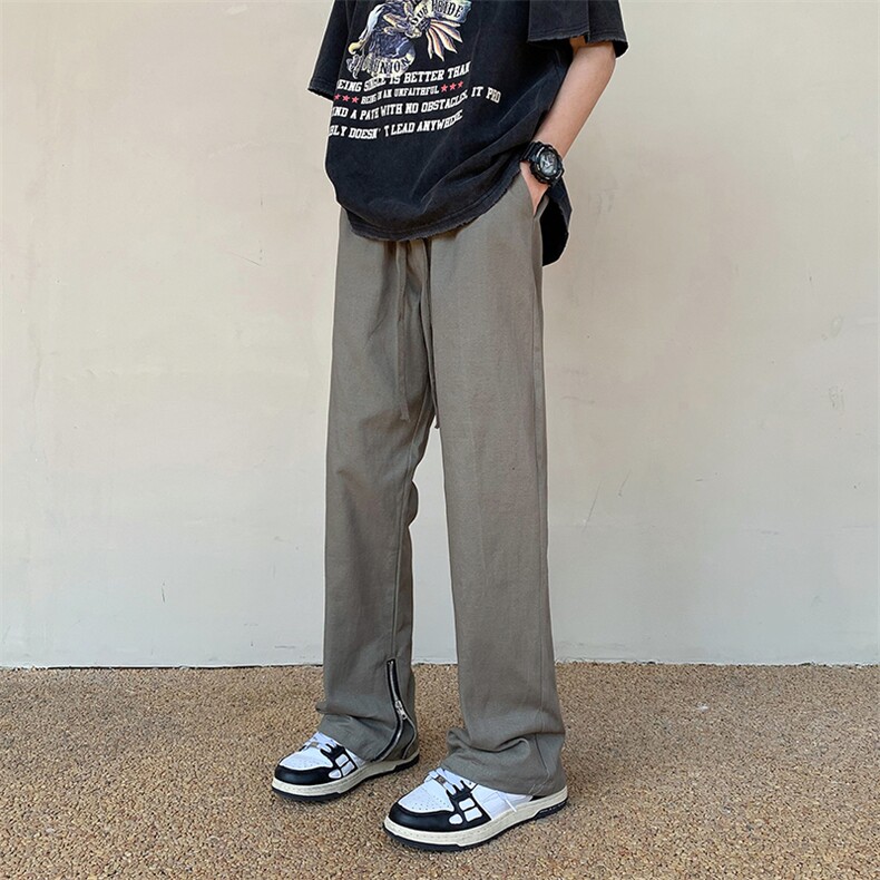 裤子男美式高街hiphop休闲长裤直筒侧拉链开叉微喇叭裤K3027-P40,男装休闲裤,星座1008-1