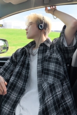 格子衬衫抖音直播现货男女款格子衬衣DS-C323-1-CS808-P28，男装衬衫，电商C323-1