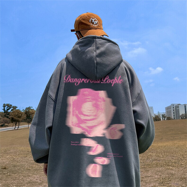 抖音得物供货 可提供视频 春装重磅美式宽松连帽卫衣DL2450图片