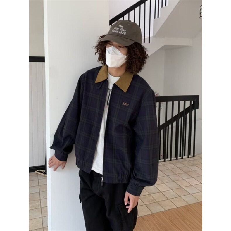 领子撞色外套男春季穿搭运动夹克潮牌美式青少年立领防风上衣情侣,男装夹克,四季星座505