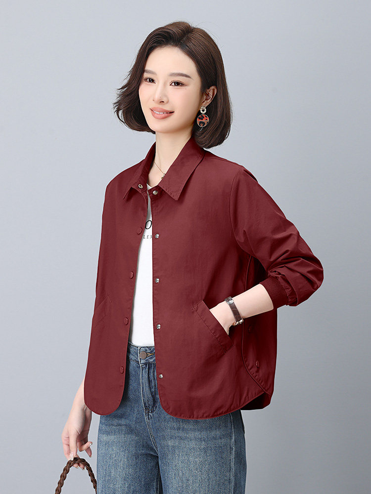 衬衫外套女春秋2025年新款大码宽松薄款长袖衬衣中年妈妈休闲上衣,女装短外套,雪樱依海