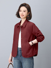 衬衫外套女春秋2025年新款大码宽松薄款长袖衬衣中年妈妈休闲上衣，女装短外套，雪樱依海