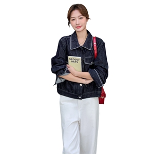 巨好看明线短款牛仔外套女春秋季2025新款小个子今年流行夹克上衣图片