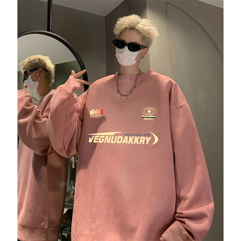 抖音得物供货提供视频秋冬重磅美式麂皮绒圆领卫衣JY312,男装卫衣,电商A486