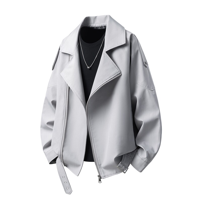 双层领斜拉链设计M-5XL大码：涤纶夹克外套男78308P88控139图片