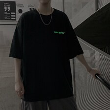潮嘻哈ins反光字母印花短袖T恤大码夜光男517A-1-T909-P35控48，男装T恤，星座517A-1