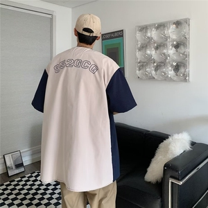 五分袖衬衫男款V领潮流冰丝中袖新款夏季高级感半袖上衣LS646 P34图片