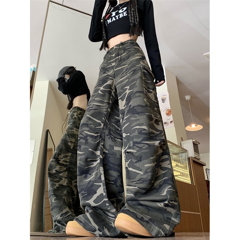 复古迷彩工装裤男女秋季宽松直筒美式裤子高街痞帅微喇伐木裤，男装工装外套，星座410-6（原星座1304-1）
