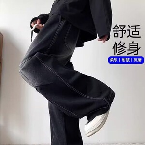 网络图现货 美式复古潮牌春秋季男士休闲阔腿牛仔裤J8095-P40图片