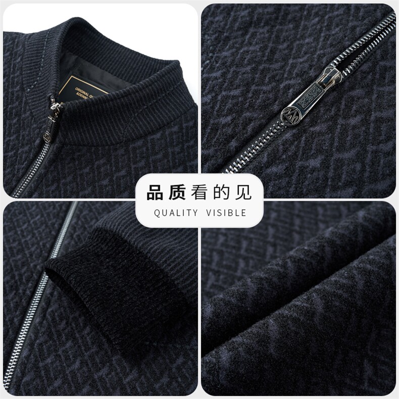 秋季男士加厚夹克衫雪尼尔保暖休闲商务保暖立领夹克棉服外套男装,男装夹克,钱塘6003（原4033）