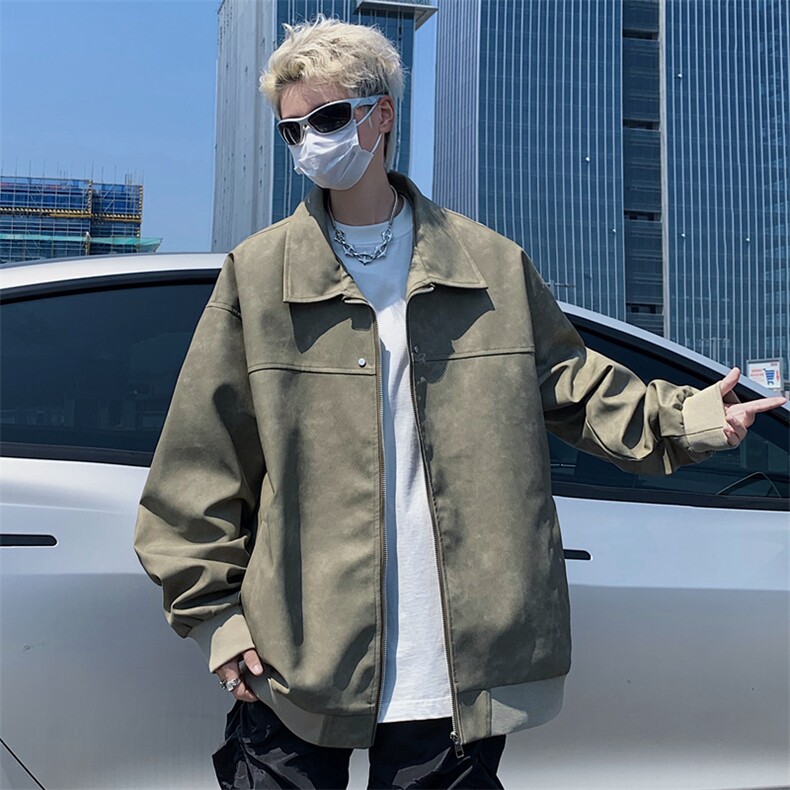 中性风痞帅男装外套美式短款潮牌工装皮衣夹克DSA157B-J189-P90,男装夹克,电商A157B