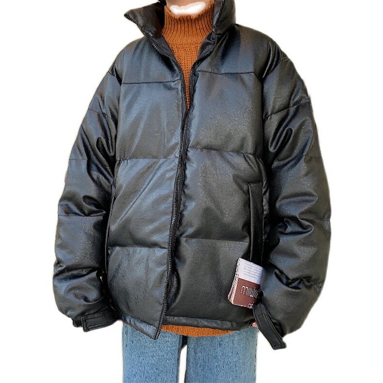 港风冬款PU皮加厚面包服韩版宽松大码立领情侣棉衣棉服M01,男装棉衣,星座1013-1