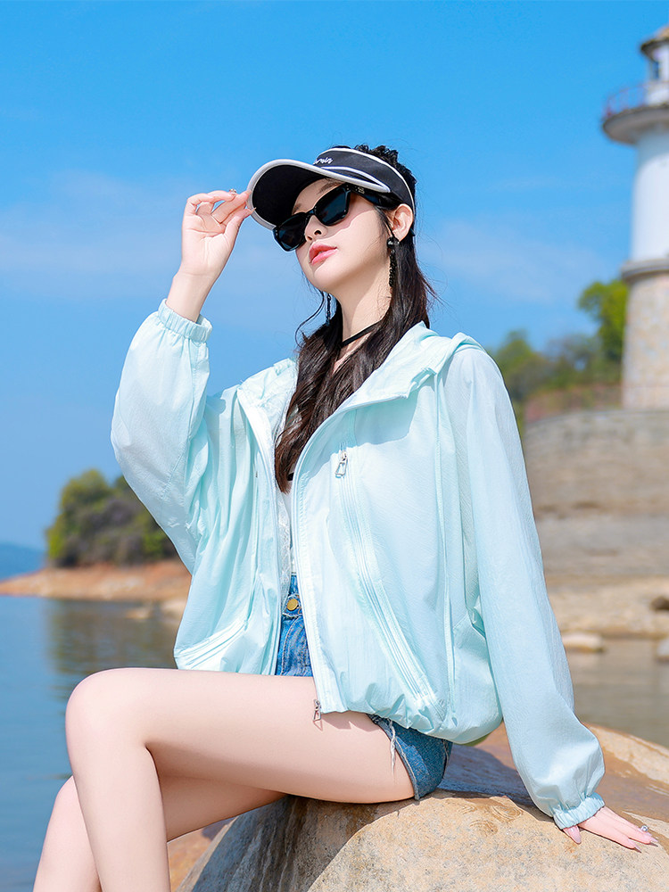 白色防紫外线防晒衣女2025新款夏季轻薄透气防晒服小个子休闲外套,女装防晒衣,可可小西