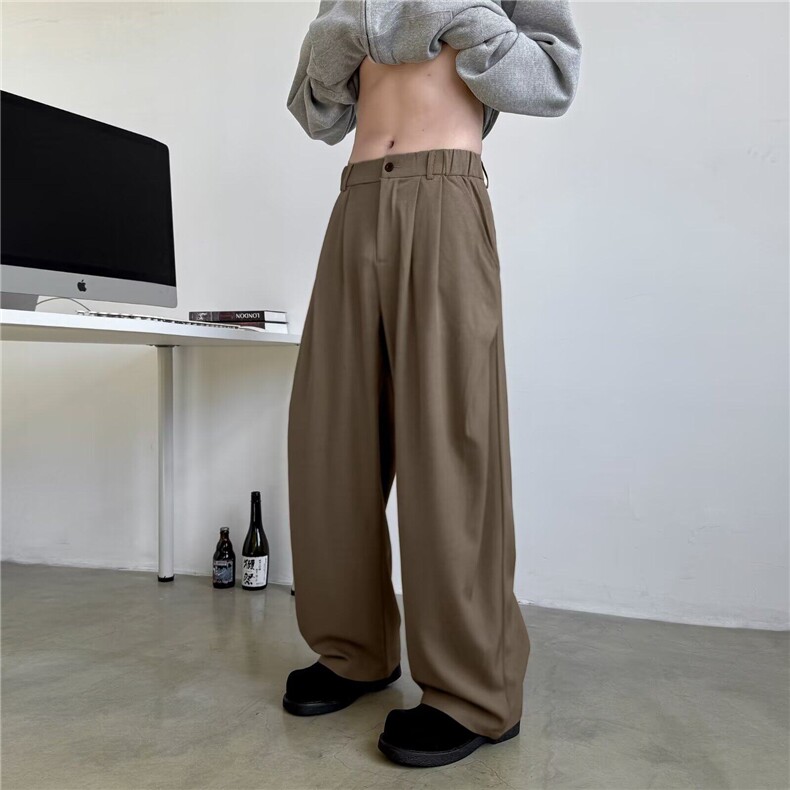 高级感阔腿西装裤男春季美式复古hiphop宽松直筒休闲裤HR488-p45图片