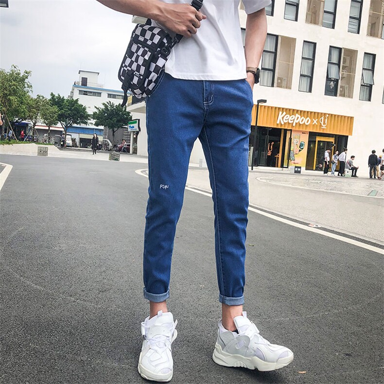 牛仔裤男修身韩版潮流夏季九分2021小脚潮牌休闲裤子802-P35,男装牛仔裤,电商A318
