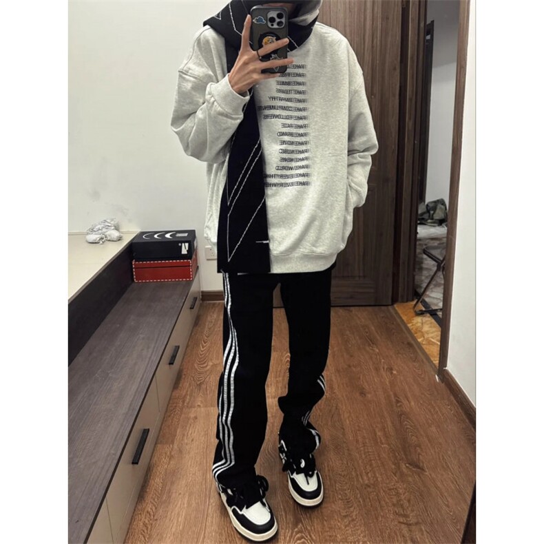 【有货】美式复古三条杠条纹牛仔裤男宽松裤子NZ818CC-特P55图片