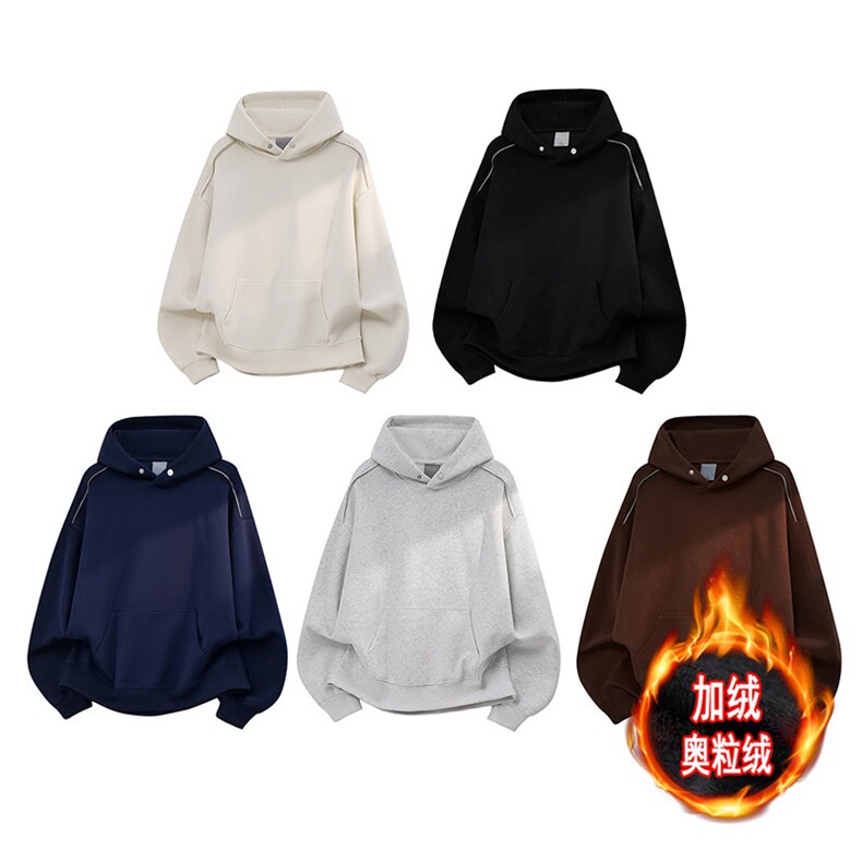 外套卫衣拉链500克重磅加绒奥粒绒无帽绳连帽硬挺男 RH5307JR-P60图片