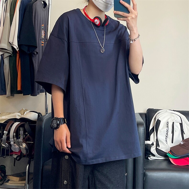 美式风套头短袖T恤男女宽松型简约显瘦纯棉圆领上衣T3610-特价P25,男装T恤,电商A007
