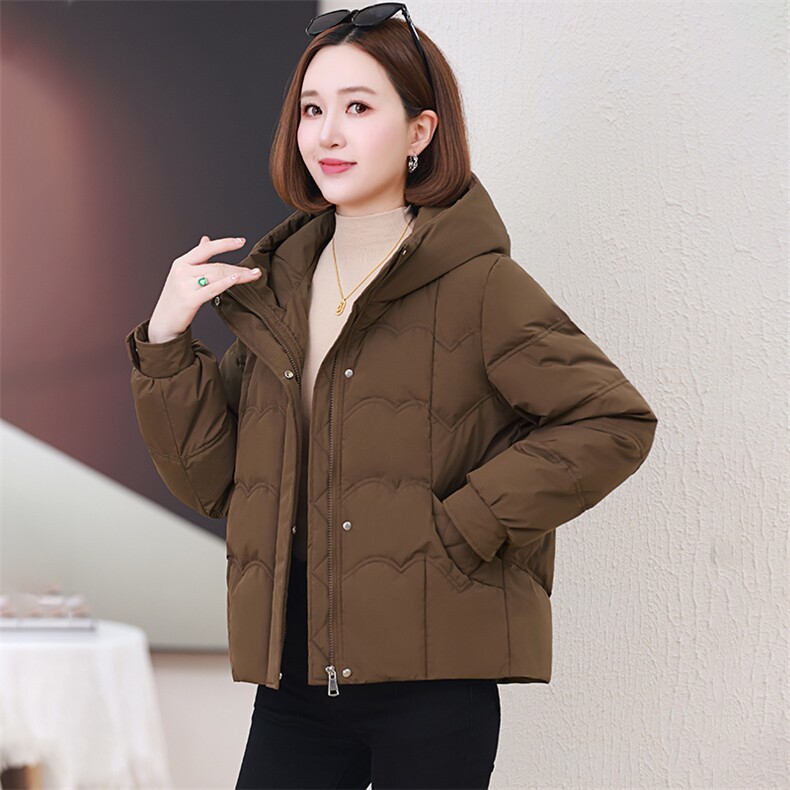 连帽短款羽绒服女冬季2024新款中年妈妈小个子加厚保暖白鸭绒外套,女装羽绒服,婷轩阁