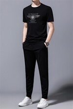 休闲运动套装男夏季新款上衣圆领短袖t恤休闲长裤子两件套，男装休闲套装，电商B212（原钱塘6029）